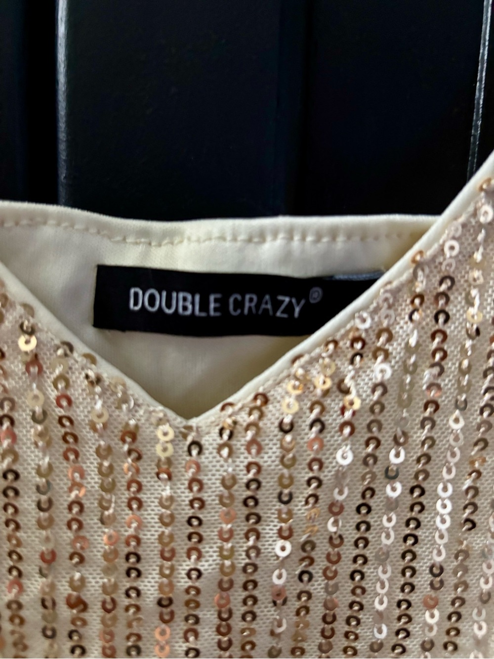Double Crazy Sequined Gold Spaghetti Strap Romper with attached Shorts - Picture 2 of 7